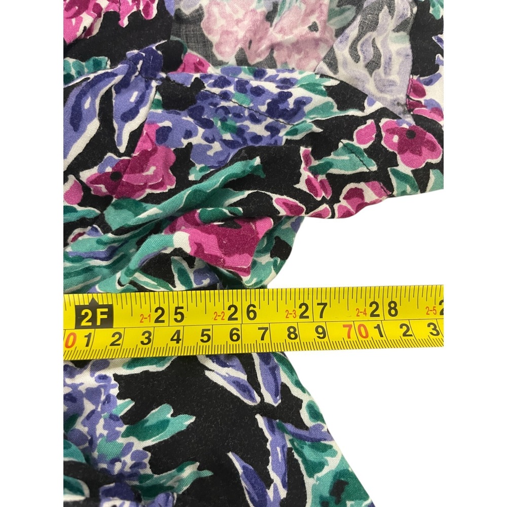 Crazy 4 U Womens Romper L Vintage Floral Short‎ Sleeve Tropical Summer Hippie - Picture 13 of 14